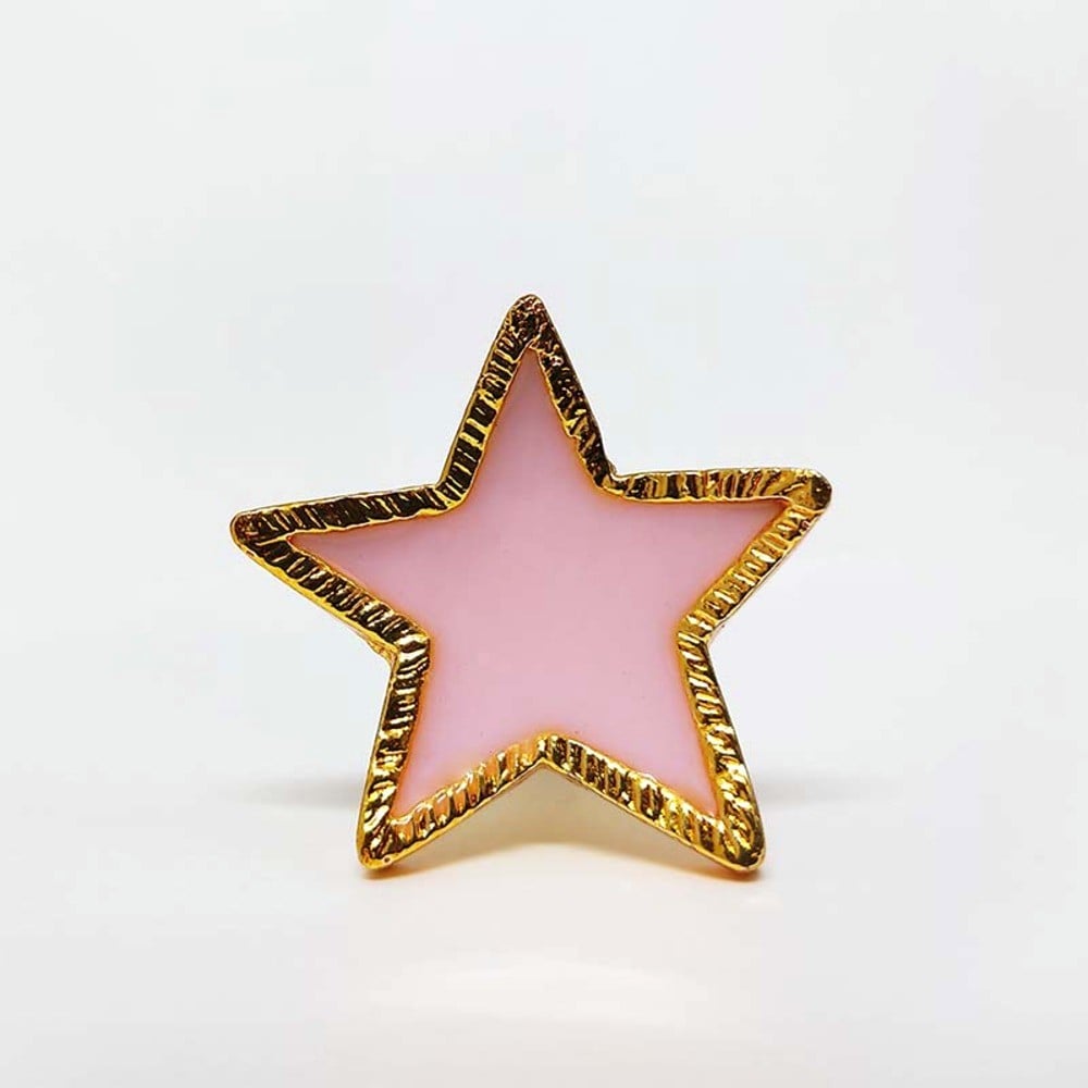 Pink Handmade Brass Star Knob